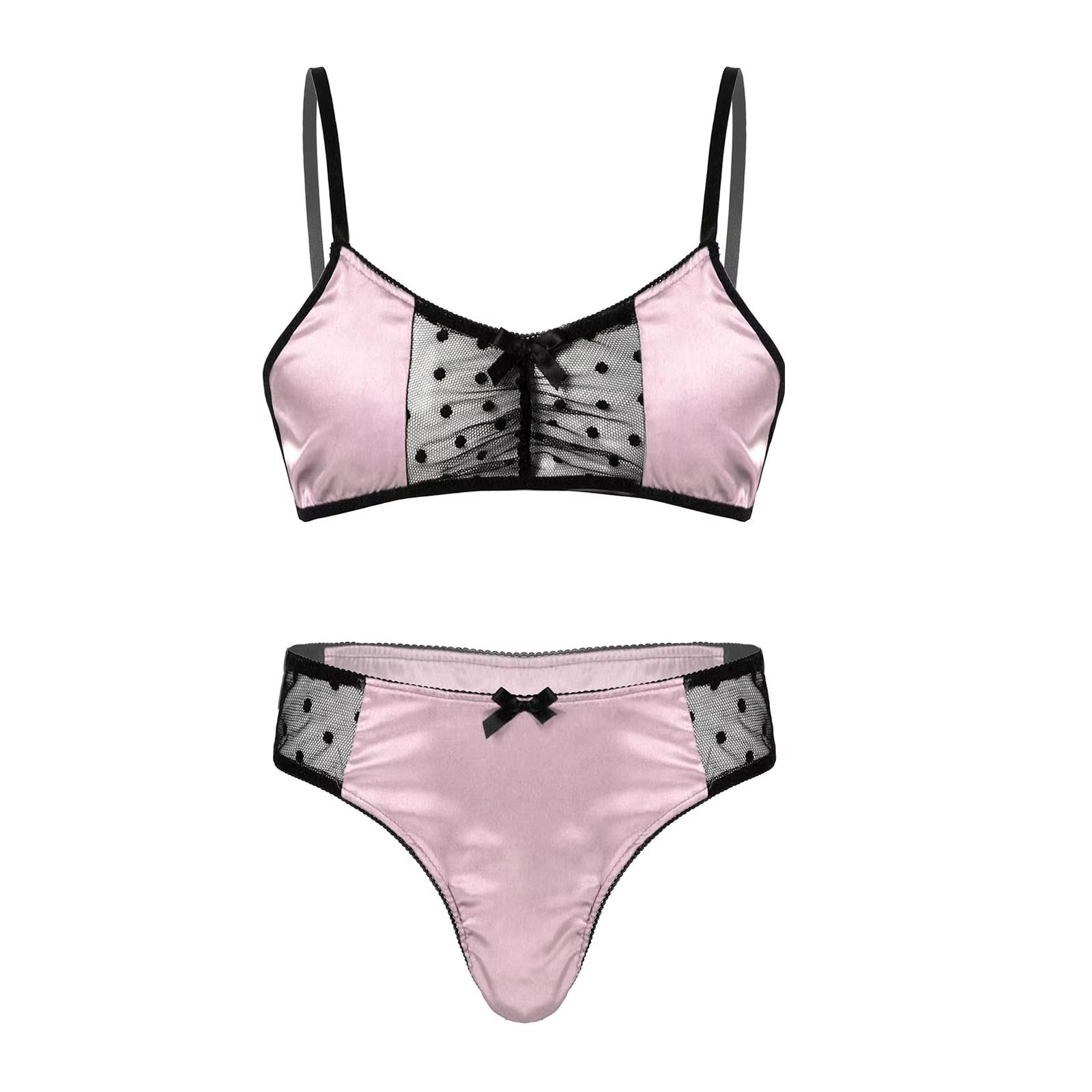 Sheer Mesh Bra - Lingerie de cetim para homem terno